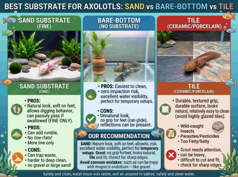 Best Substrate for Axolotls Sand vs Bare-Bottom vs Tile